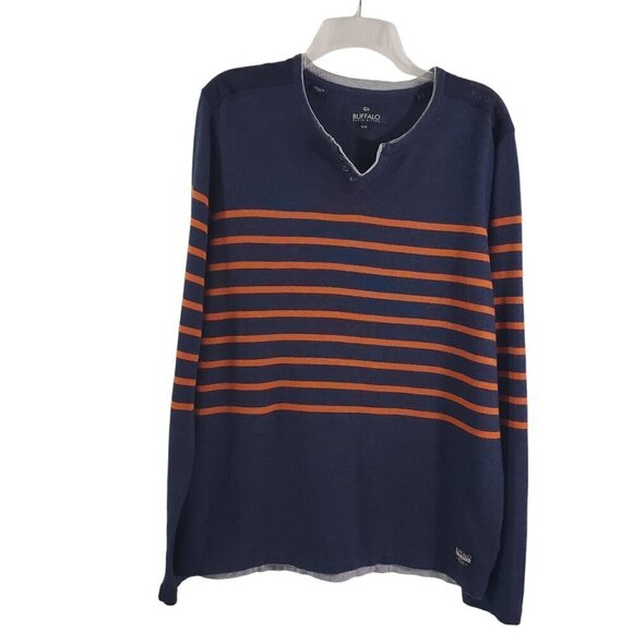 Buffalo David Bitton Men's V-Neck Dark Blue Pullover Sweater - Size XL - Picture 9 of 11